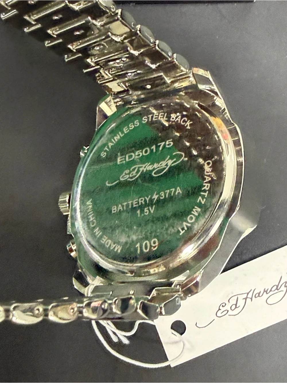 Ed Hardy Silver Watch with Blue Dial in Branded Box